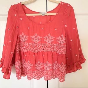 AE Embroidered Bell Sleeve Top